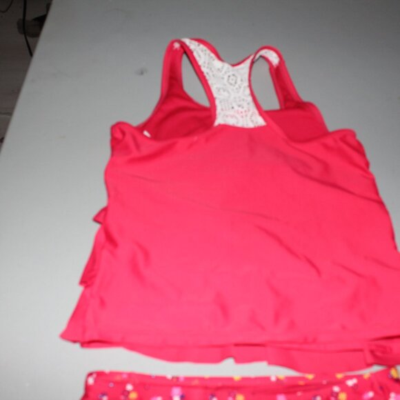 Red 2 Pcs Justice Tankini Swimsuit Size 14 - Picture 7 of 11